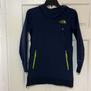 The North Face Dark Blue Hoodie with Bright Green Zippers